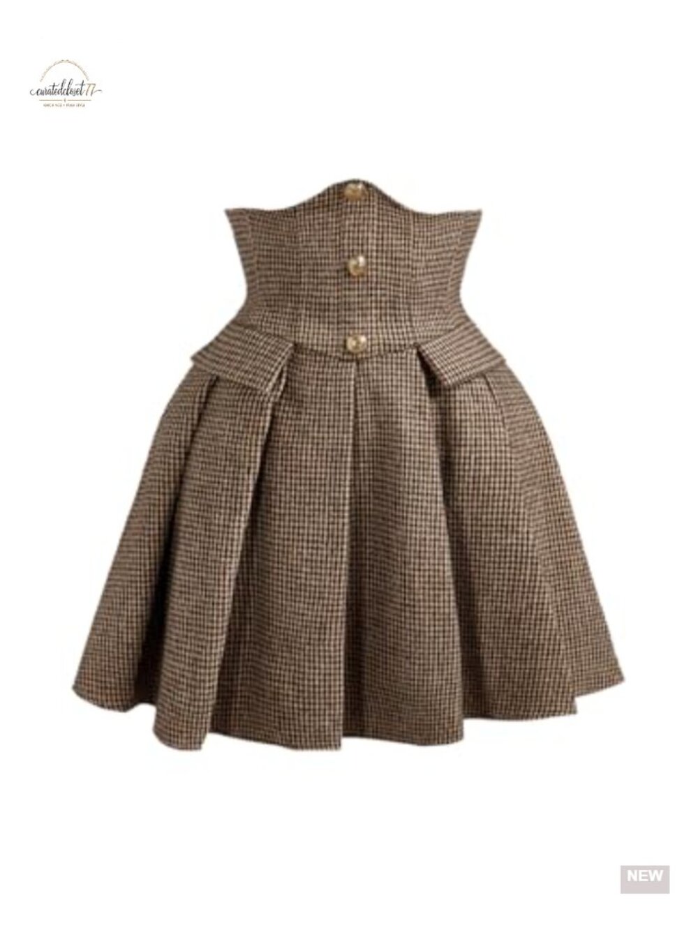 Plaid Mini Skirt Button Front Pleated A Line Flowy High Waist